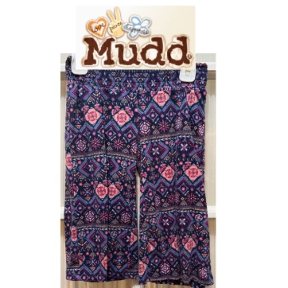 Mudd palazzo pants; multi-color print; elastic waistband; girls' size 6
